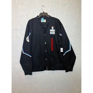Busch Light Bomber Jacket XXL Black Button Up Racing Jacket
